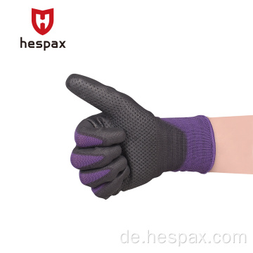 Hespax Touchscreen Microfoam Anti-Rutsch-Nitril-gepunktete Handschuh